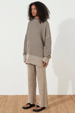 Zulu & Zephyr Black Stripe Chunky Knit Pant Shop