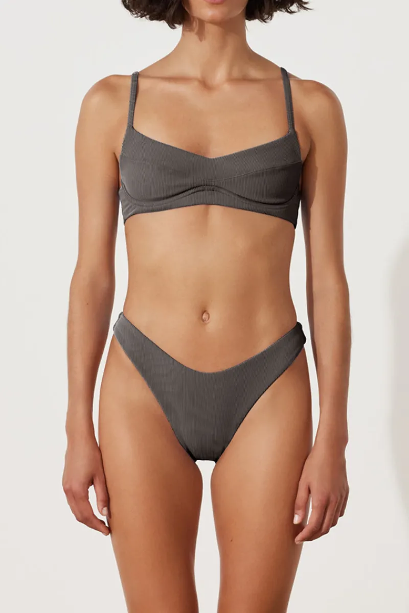 Zulu & Zephyr Charcoal Stripe Balconette Bra Cup Best Sale