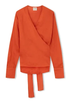 Zulu & Zephyr Chilli Pepper Linen Wrap Top New