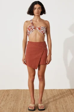 Zulu & Zephyr Clay Linen Cotton Wrap Skirt Hot