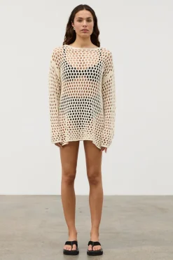 Zulu & Zephyr Crochet Top - Stone Discount