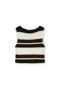 Zulu & Zephyr Earth Stripe Cotton Blend Knit Top Flash Sale