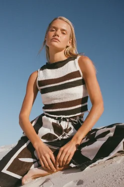 Zulu & Zephyr Earth Stripe Cotton Blend Knit Top Flash Sale