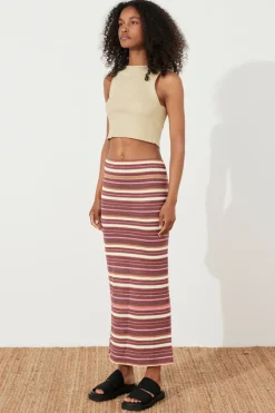Zulu & Zephyr Golden Retro Stripe Knit Skirt Online