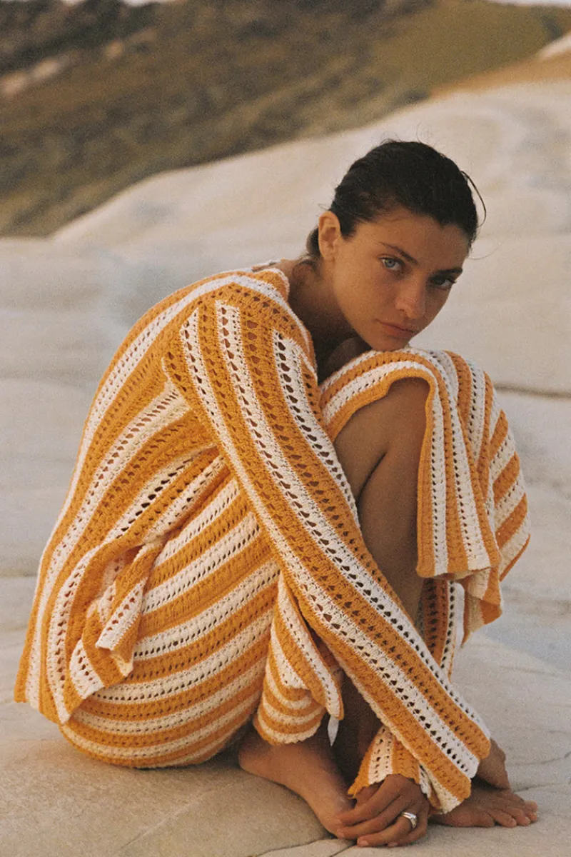 Zulu & Zephyr Golden Stripe Cotton Knit Skirt Clearance