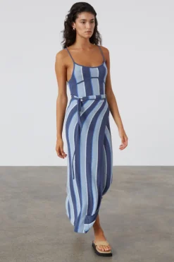 Zulu & Zephyr Horizon Stripe Organic Cotton Knit Wrap Skirt Flash Sale