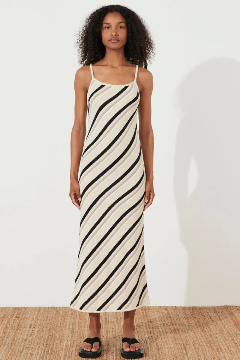Zulu & Zephyr Husk Stripe Knit Dress New