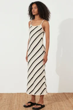 Zulu & Zephyr Husk Stripe Knit Dress New