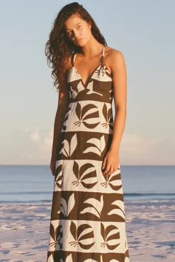 Zulu & Zephyr Iris Palm Linen Cotton Blend Dress Shop