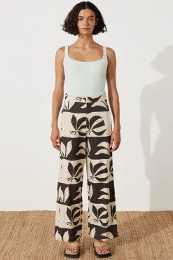 Zulu & Zephyr Iris Palm Linen Cotton Blend Pant Clearance