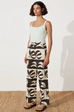 Zulu & Zephyr Iris Palm Linen Cotton Blend Pant Clearance