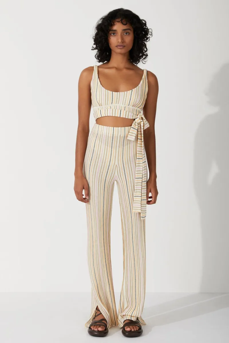 Zulu & Zephyr Mandarin Stripe Organic Linen Blend Wrap Knit Top Online