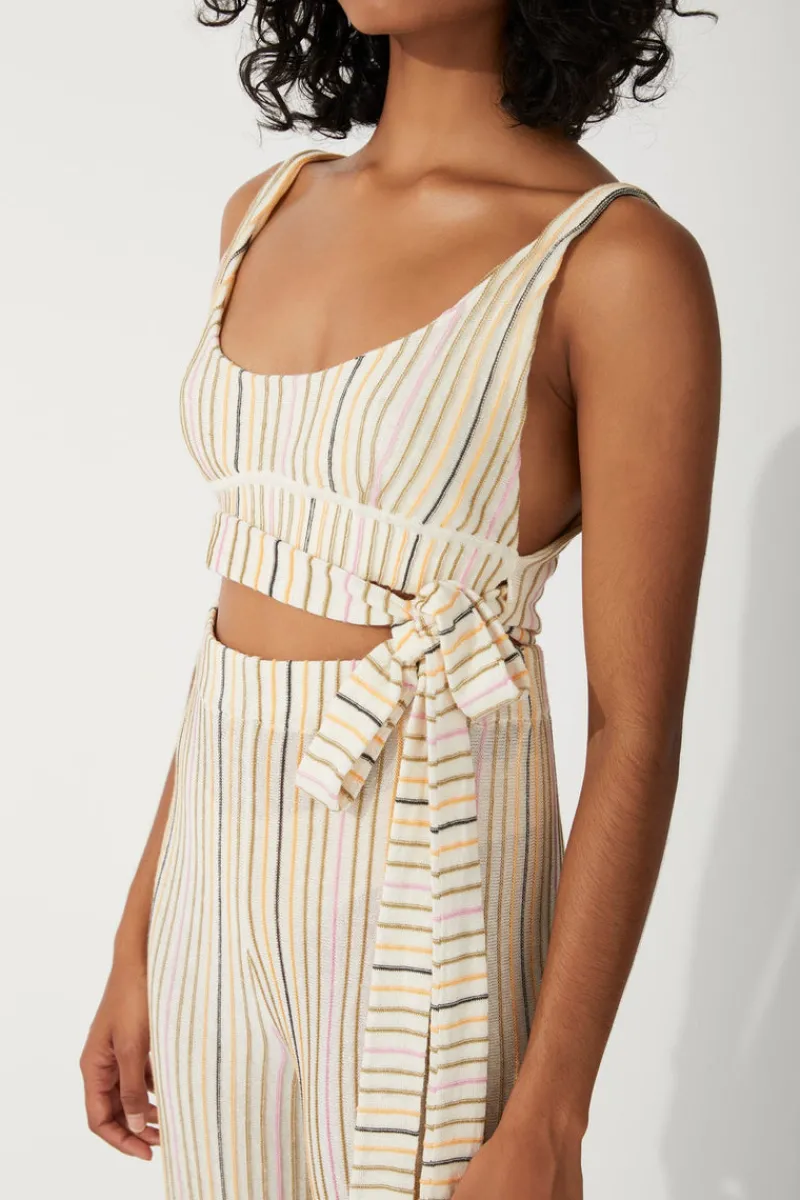 Zulu & Zephyr Mandarin Stripe Organic Linen Blend Wrap Knit Top Online