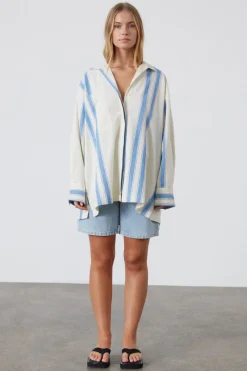 Zulu & Zephyr Marine Stripe Organic Cotton Blend Shirt Best