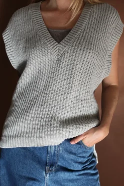 Zulu & Zephyr Marle Rib Knit Vest - Grey Discount