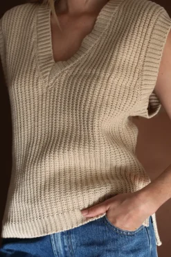 Zulu & Zephyr Marle Rib Knit Vest - Sand New