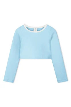 Zulu & Zephyr Mini Stripe Rib Crop Rashie - Shallow Blue New