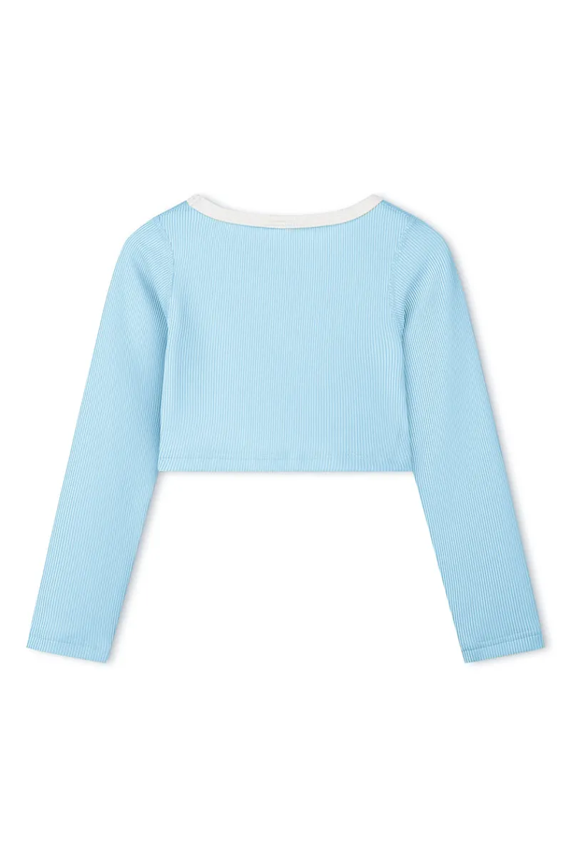 Zulu & Zephyr Mini Stripe Rib Crop Rashie - Shallow Blue New