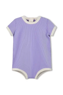 Zulu & Zephyr Mini Stripe Rib Infant Onesie - Grape Shop