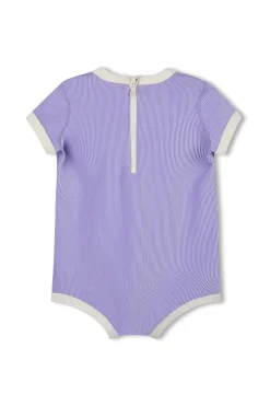 Zulu & Zephyr Mini Stripe Rib Infant Onesie - Grape Shop