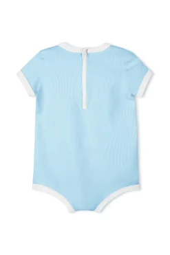 Zulu & Zephyr Mini Stripe Rib Infant Onesie - Shallow Blue Flash Sale