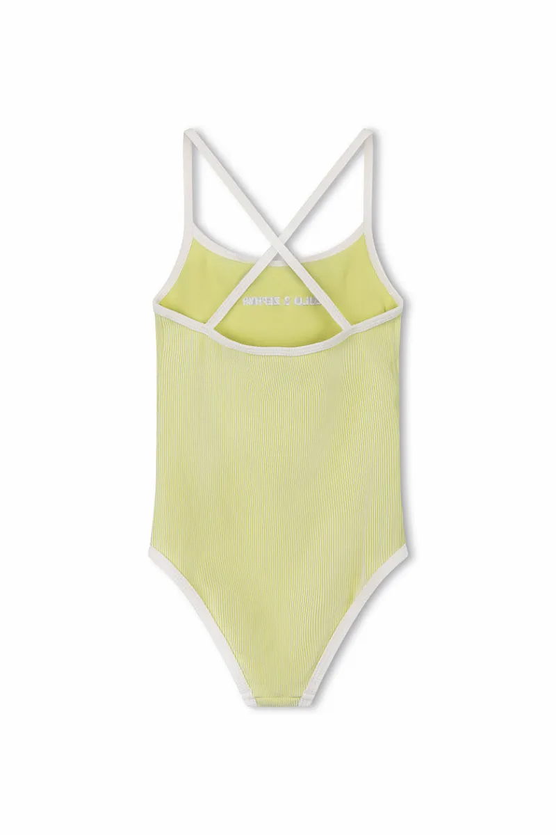 Zulu & Zephyr Mini Stripe Rib Logo One Piece - Citrus Cheap