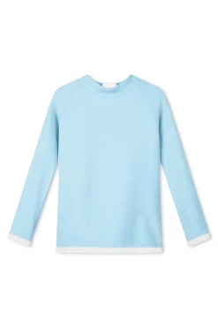 Zulu & Zephyr Mini Stripe Rib Rashie - Shallow Blue Clearance