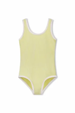 Zulu & Zephyr Mini Stripe Rib Scoop One Piece - Citrus Cheap