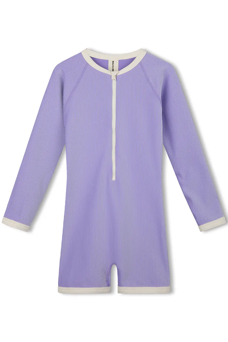 Zulu & Zephyr Mini Stripe Rib Surf Suit - Grape New