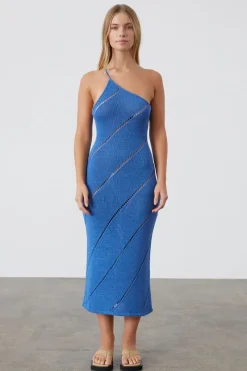 Zulu & Zephyr Ocean Blue Lattice Knit Dress Sale