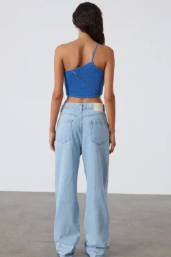 Zulu & Zephyr Ocean Blue Lattice Knit Top Store