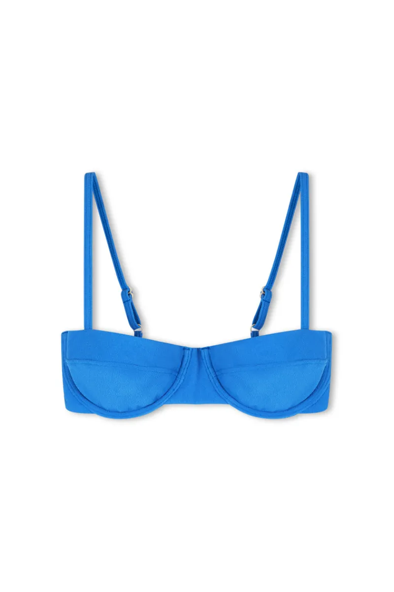 Zulu & Zephyr Ocean Blue Textured Balconette Bra Cup Outlet