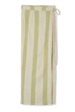 Zulu & Zephyr Olive Stripe Organic Cotton Wrap Skirt New