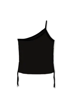Zulu & Zephyr One Shoulder Knit Crop Top - Black Best Sale