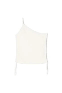 Zulu & Zephyr One Shoulder Knit Crop Top - White Clearance