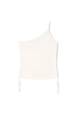 Zulu & Zephyr One Shoulder Knit Crop Top - White Clearance