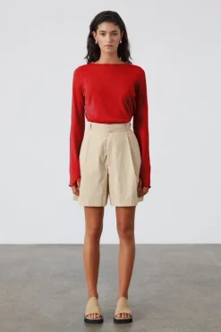 Zulu & Zephyr Panelled Knit Top - Red Best