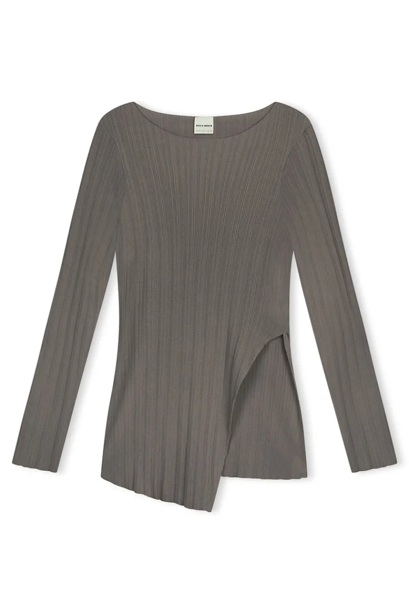 Zulu & Zephyr Pewter Rib Knit Top Best