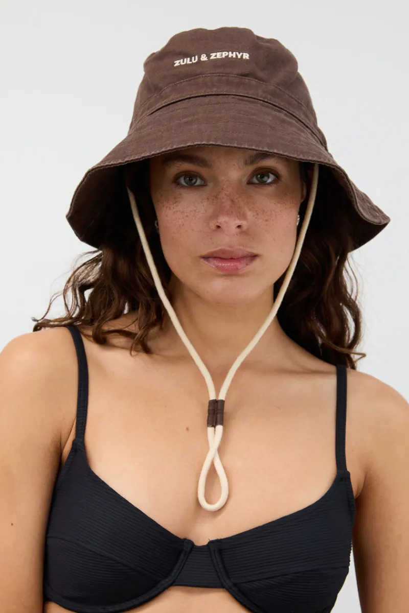 Zulu & Zephyr PRE ORDER ZZ Logo Bucket Hat - Cocoa Cheap