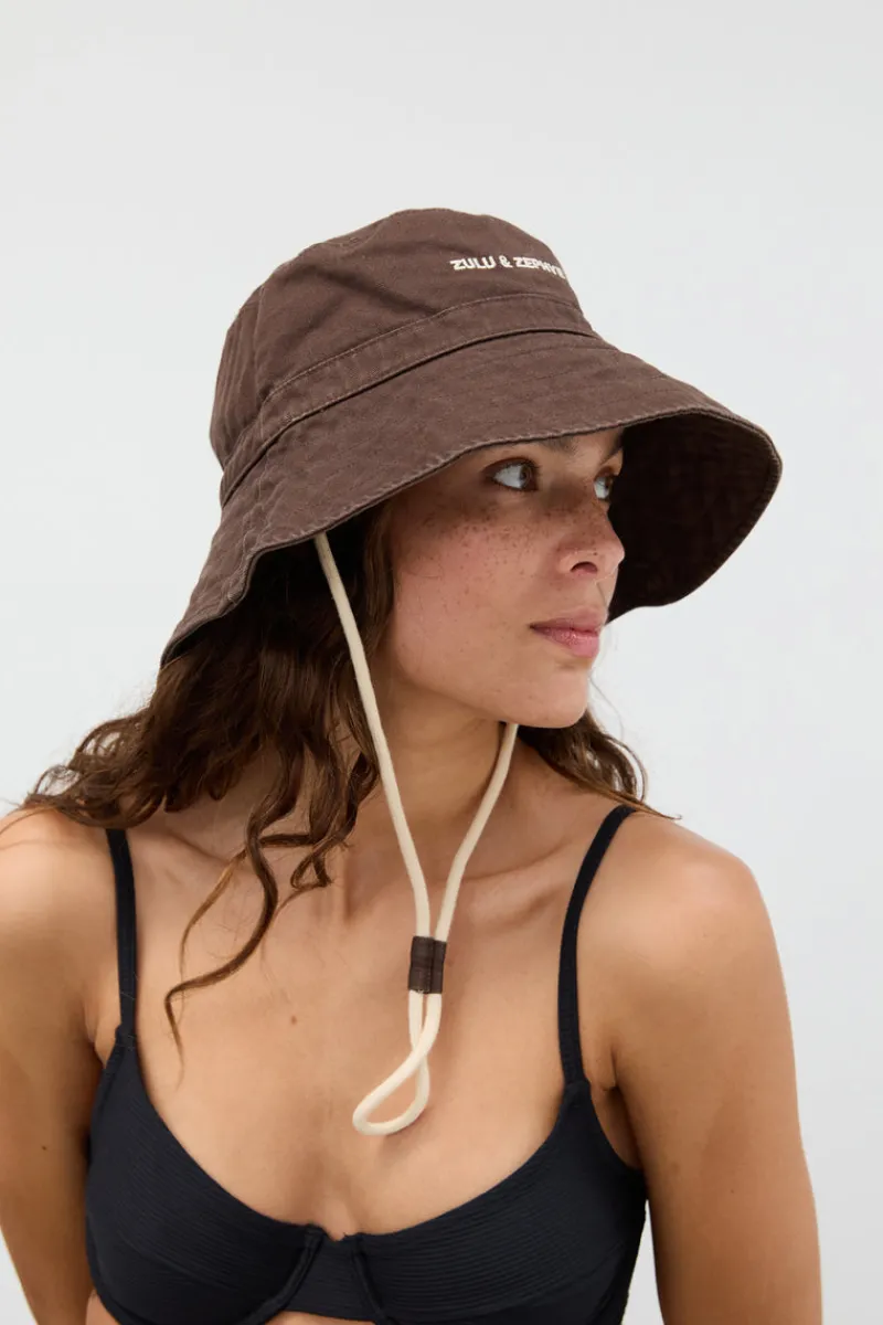 Zulu & Zephyr PRE ORDER ZZ Logo Bucket Hat - Cocoa Cheap