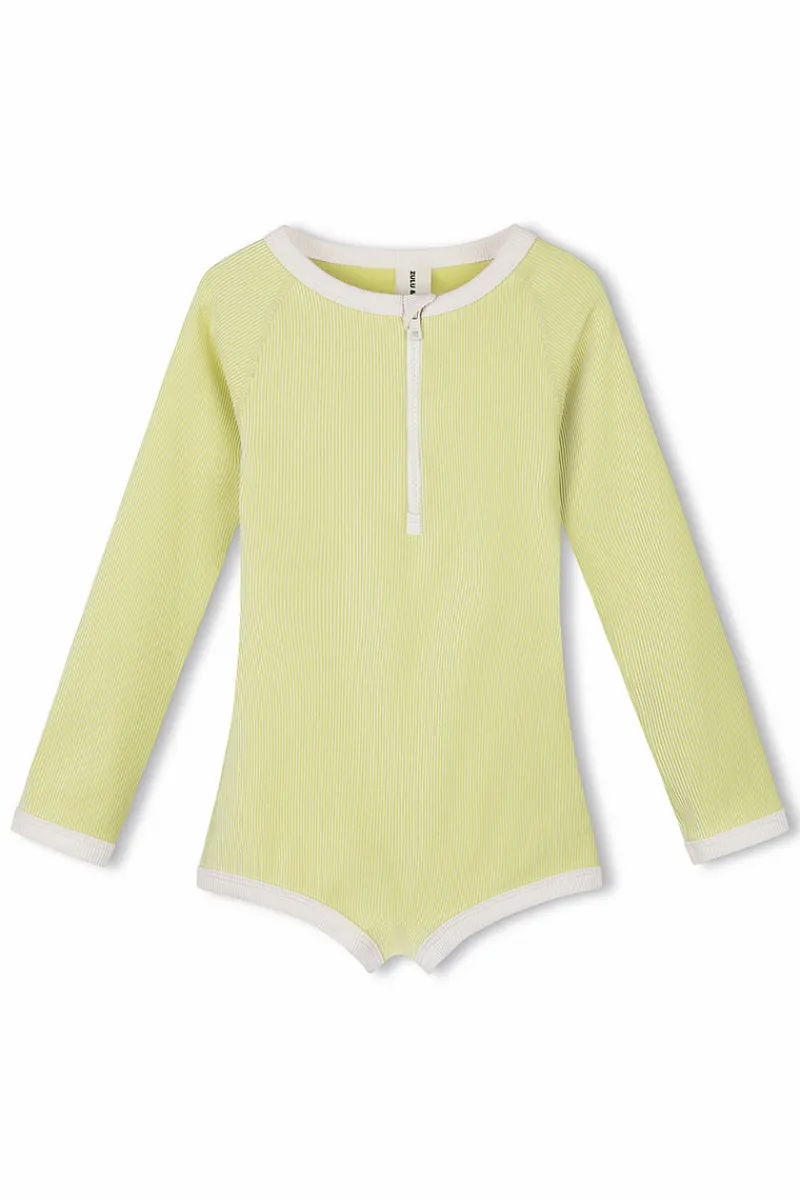 Zulu & Zephyr PRE-ORDER Mini Stripe Rib Rashie Onesie - Citrus New