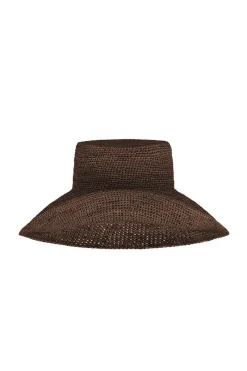 Zulu & Zephyr Raffia Wide Brim Hat - Walnut Discount