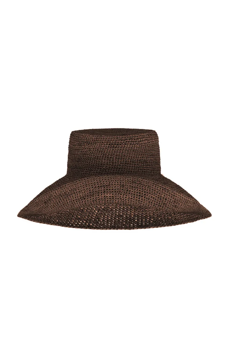 Zulu & Zephyr Raffia Wide Brim Hat - Walnut Discount