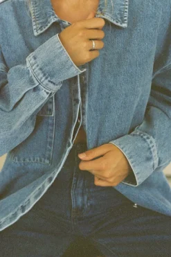 Zulu & Zephyr Recycled Cotton Jacket - Mid Blue Outlet