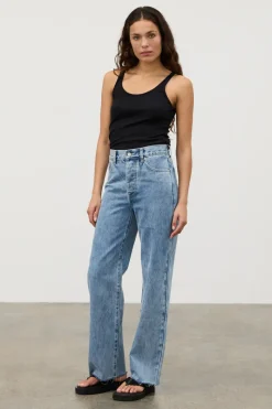 Zulu & Zephyr Recycled Cotton Mid Rise Jean - Mid Blue Flash Sale