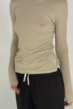 Zulu & Zephyr Rib Hemp Jersey Long Sleeve Top - Husk Clearance