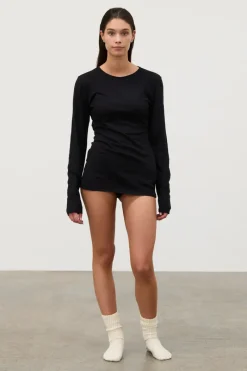 Zulu & Zephyr Rib Hemp Jersey Long Sleeve Top - Black Online