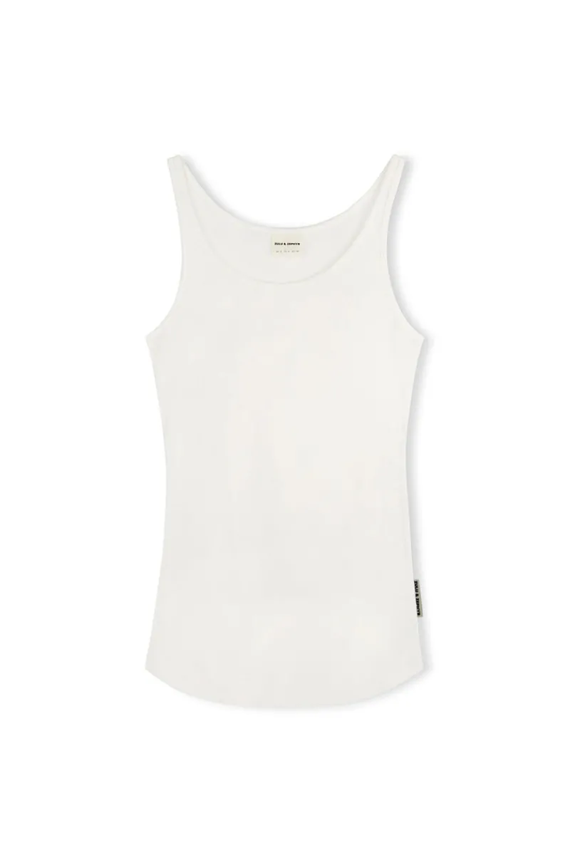 Zulu & Zephyr Rib Hemp Jersey Tank - White New