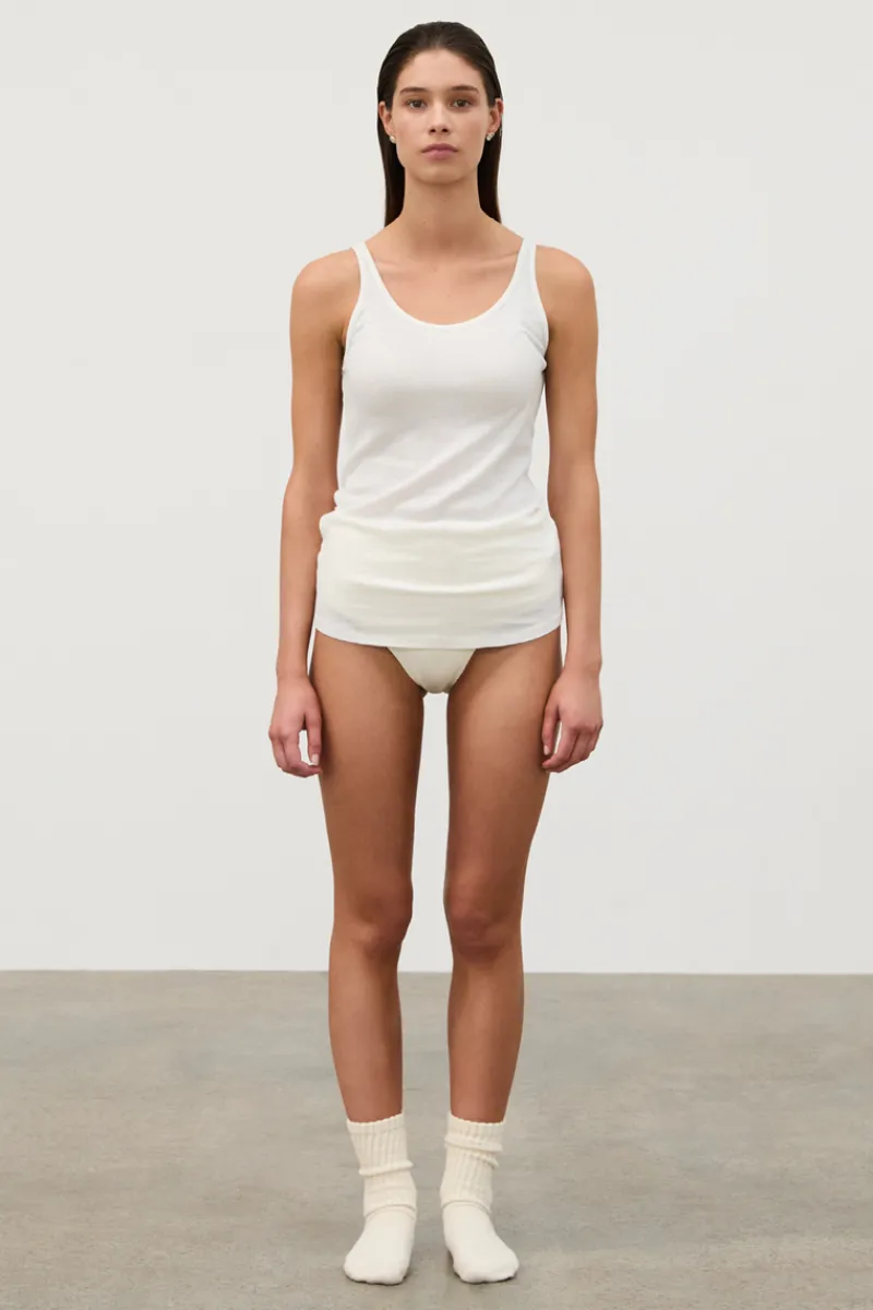 Zulu & Zephyr Rib Hemp Jersey Tank - White New