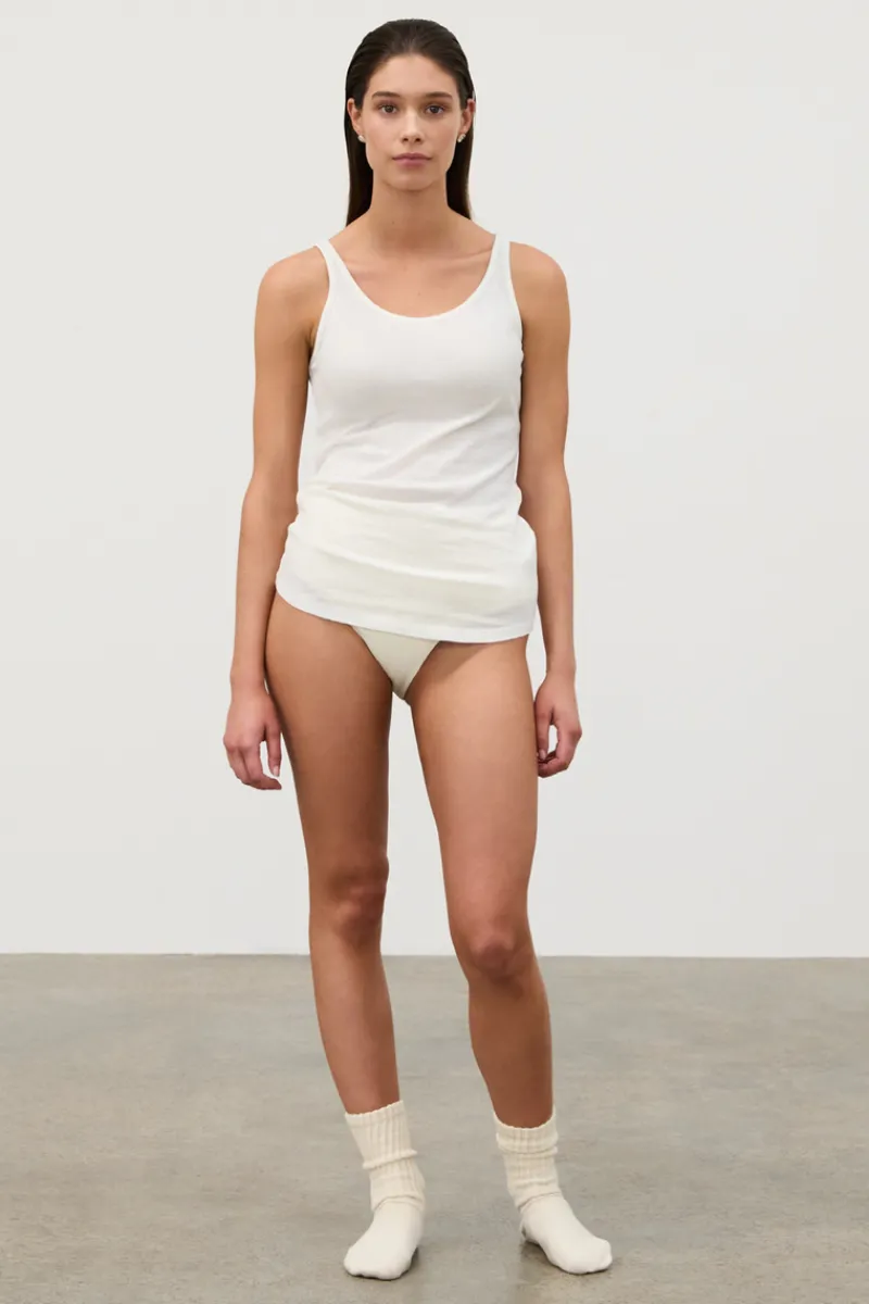 Zulu & Zephyr Rib Hemp Jersey Tank - White New